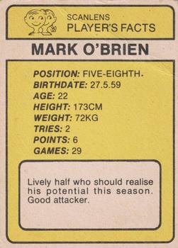 1981 Scanlens #123 Mark O'Brien Back